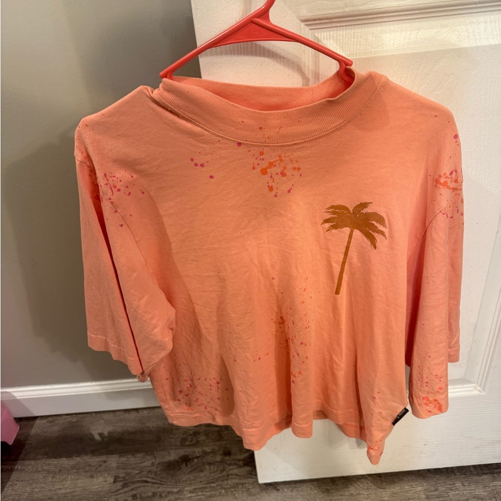 Palm Angels Orange Pink Polo Tee Relaxed Fit